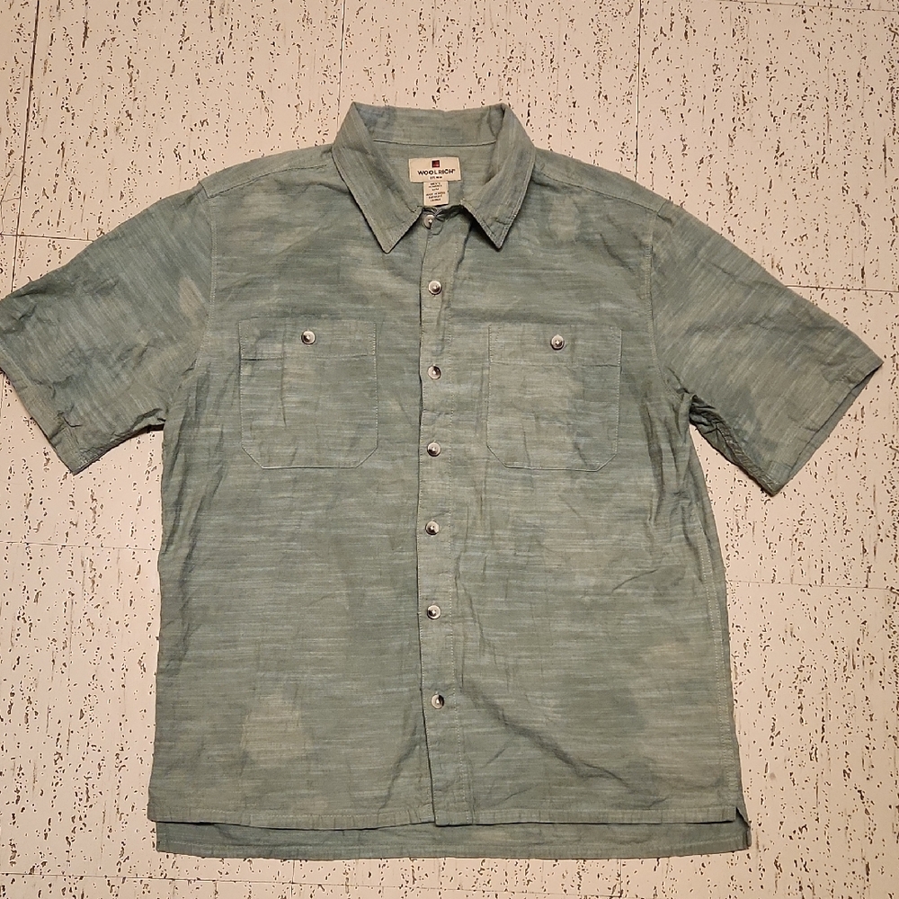 Woolrich Green Button Down Short Sleeve Casual Dress Shirt